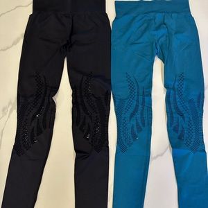 2 pair fabletics leggings with cut outs